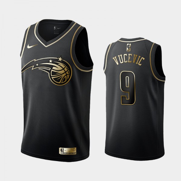 Nikola Vucevic Orlando Magic #9 Men's Golden Edition Golden Logo Jersey - Black